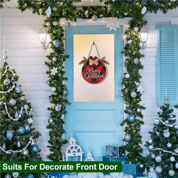 [ Lighted & Timer ] Merry Christmas Wreath Sign w/ Lights for Front Door - Picture 3 of 6